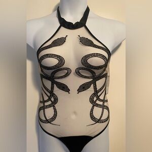 NWT Thistle and Spire Serpent Black and Butterscotch Bodysuit